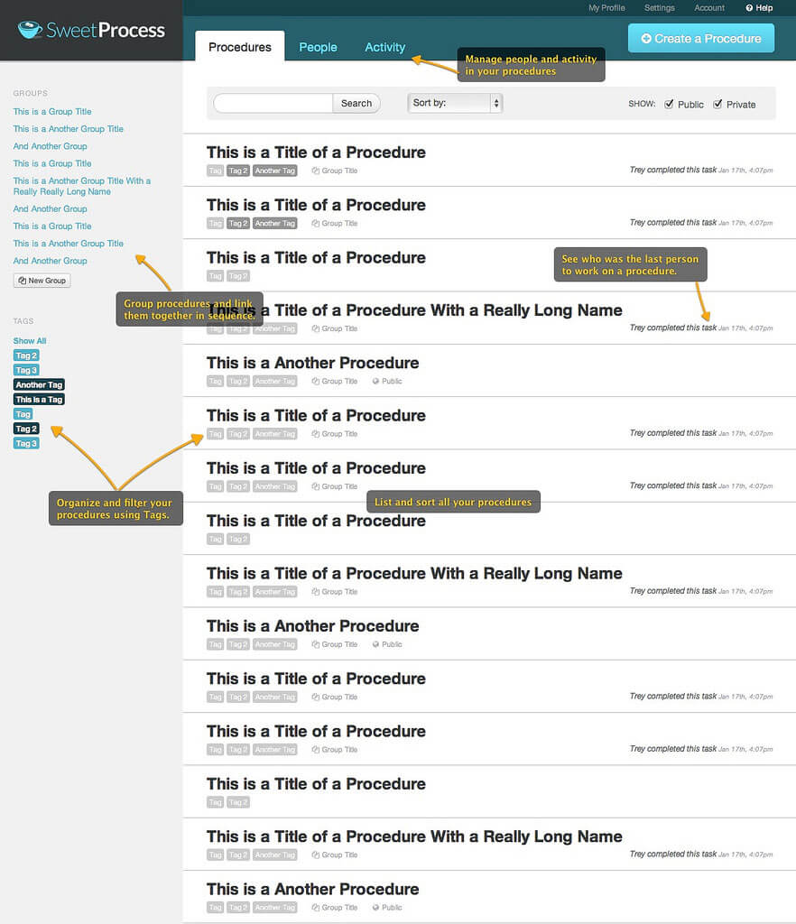 Track activity in your procedures