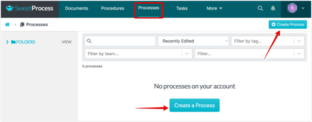 click on the “Create Process” button