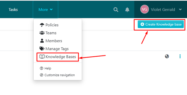 Select “Create Knowledge Base.” 