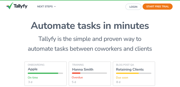 Tallyfy is a product that automates all your tasks, workflows, processes, documents, and approvals.