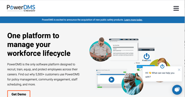 PowerDMS is a software platform used to train, recruit, and equip employees in different careers.