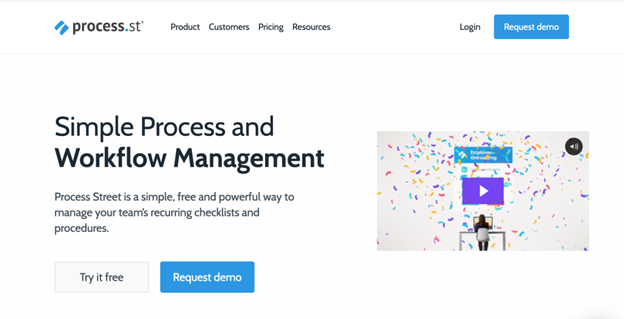 Process Street is a tool that companies can use to manage their checklists, procedures, and recurring workflows