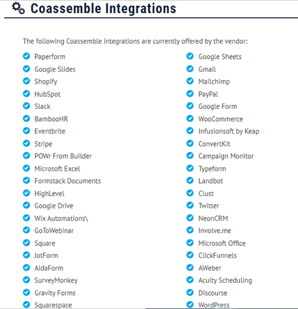 Coassemble integrations