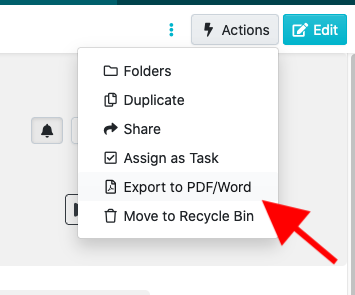 Export PDF or Word