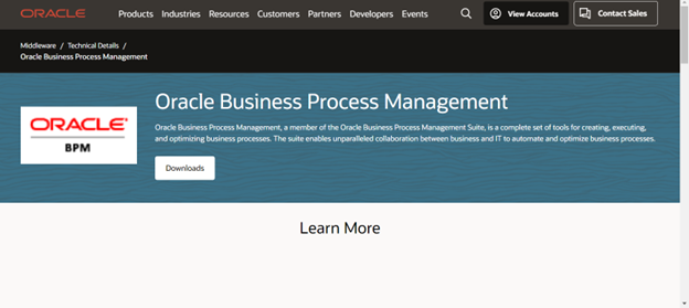 Oracle BPM homepage