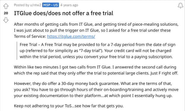 it glue does not offer a free trial