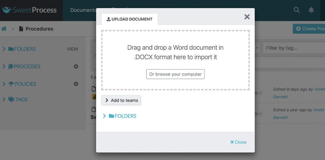 select document to import