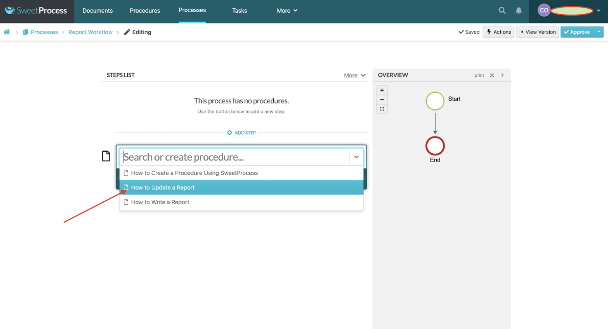 select procedure from list