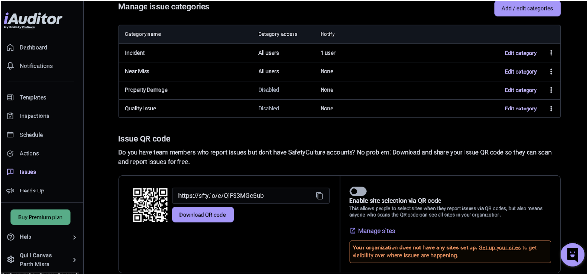 manage issue categories