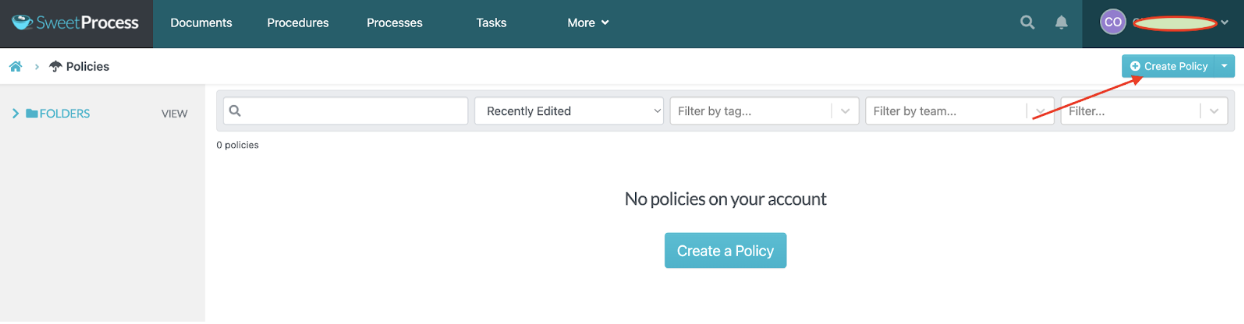 Click on “Create Policy” at the top right.
