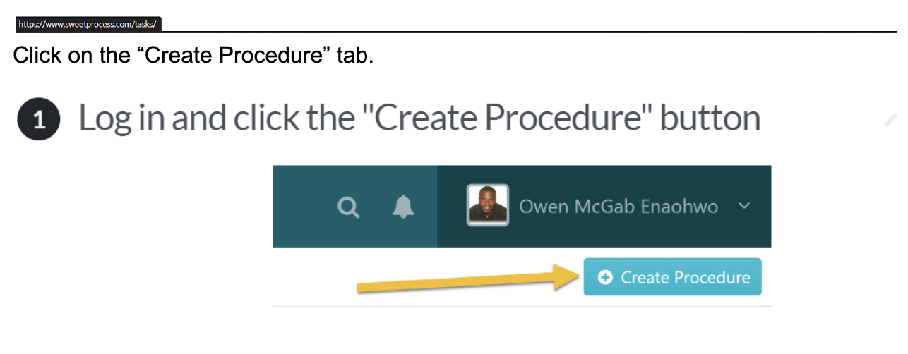 Click on the “Create Procedure” tab.