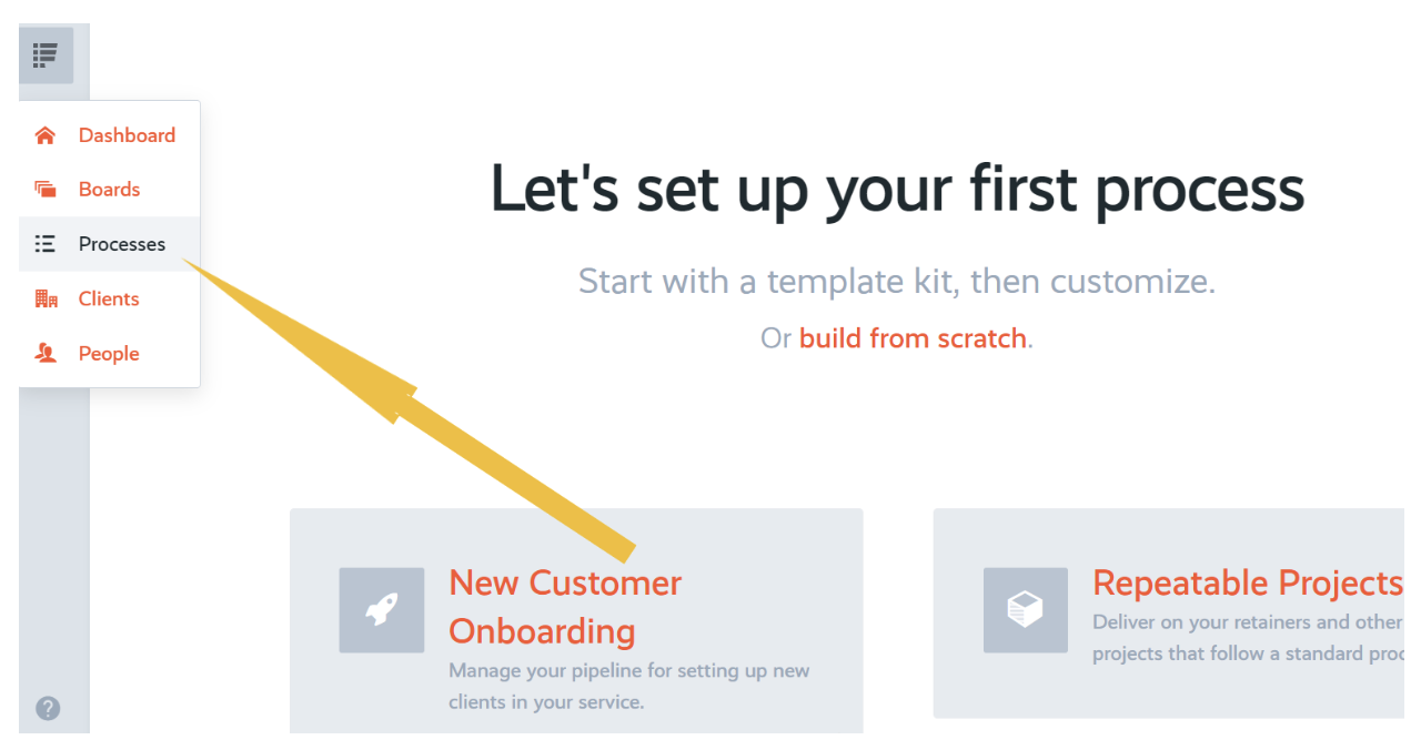 set up process in processkit