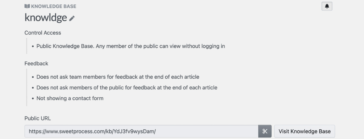 add the public URL that links to the knowledge base