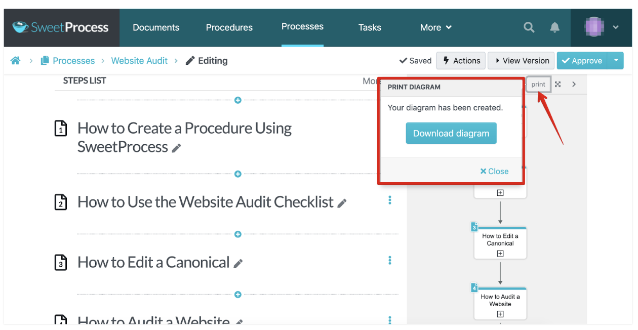 how to print the procedure overview as an image