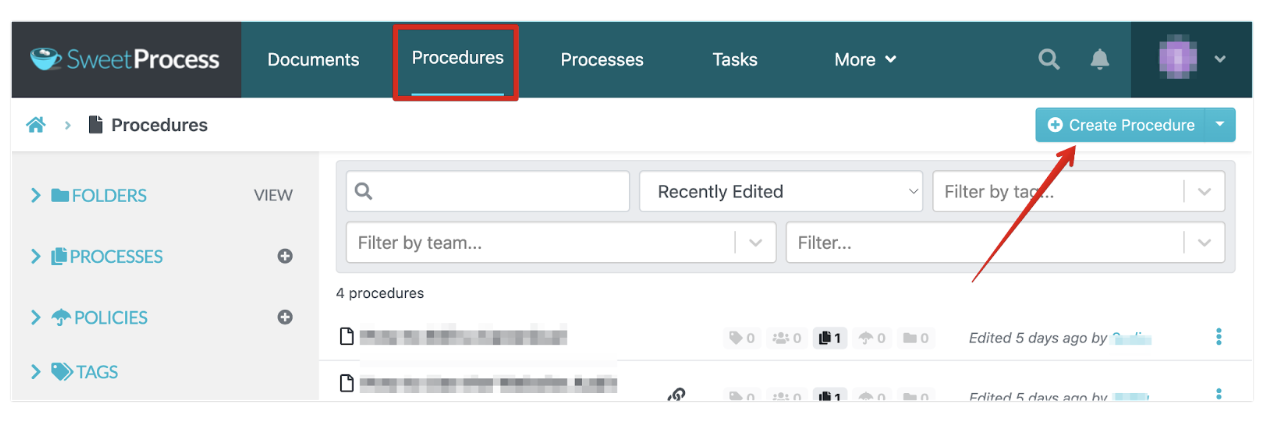 create procedures on the platform