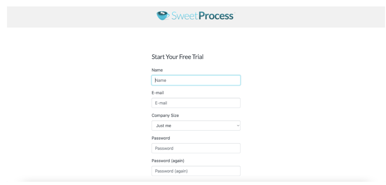 sign-up screen