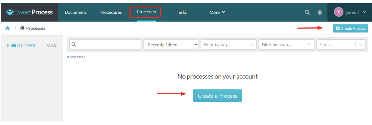 “Create a Process” button