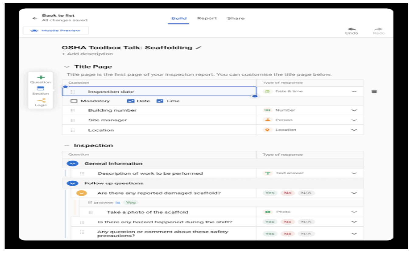 iAuditor dashboard