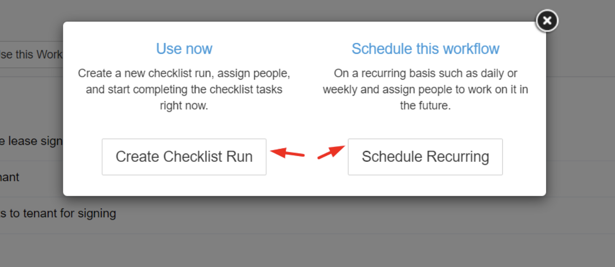 Click on the “Create Checklist Run” button