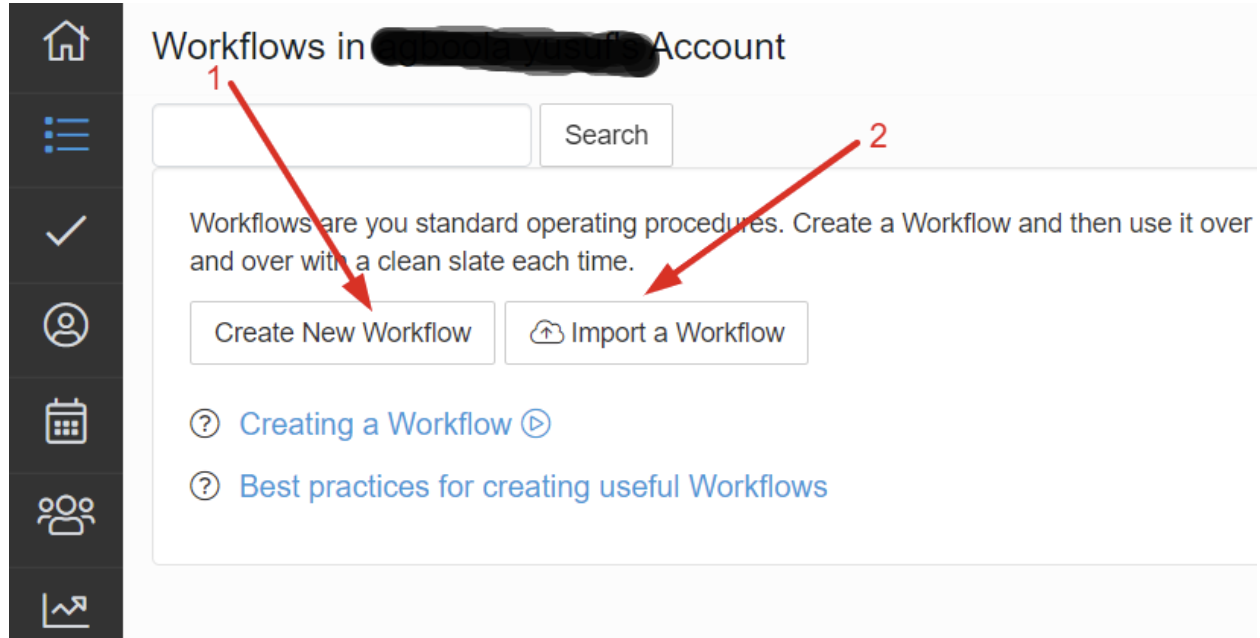 Click on “Create New Workflow”