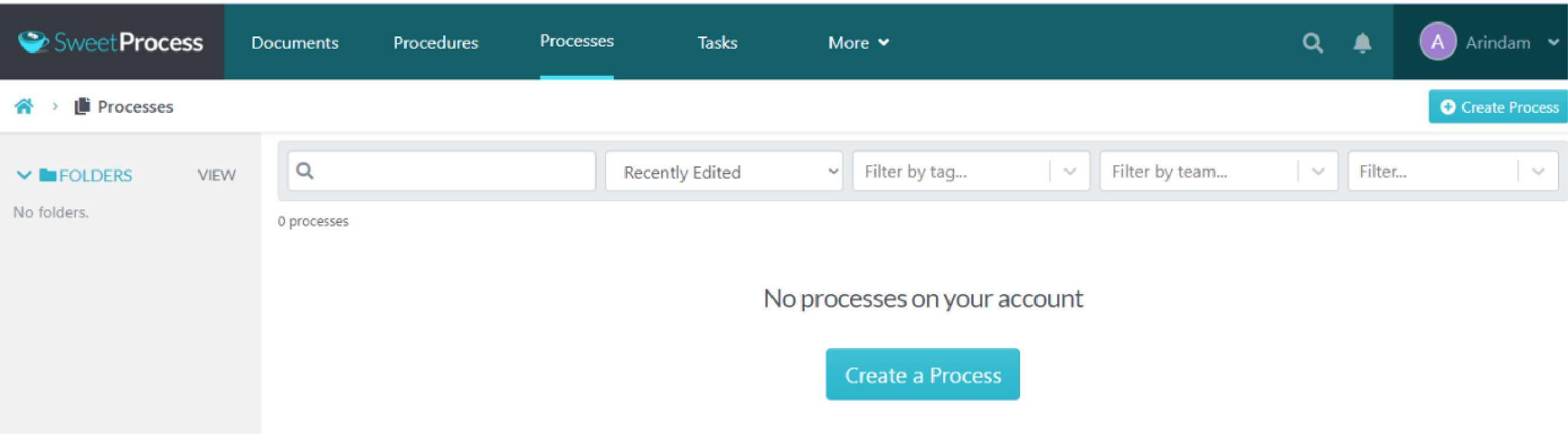 click on the Process tab