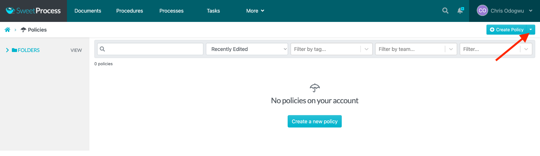 Click on the button beside “Create Policy” on the right.