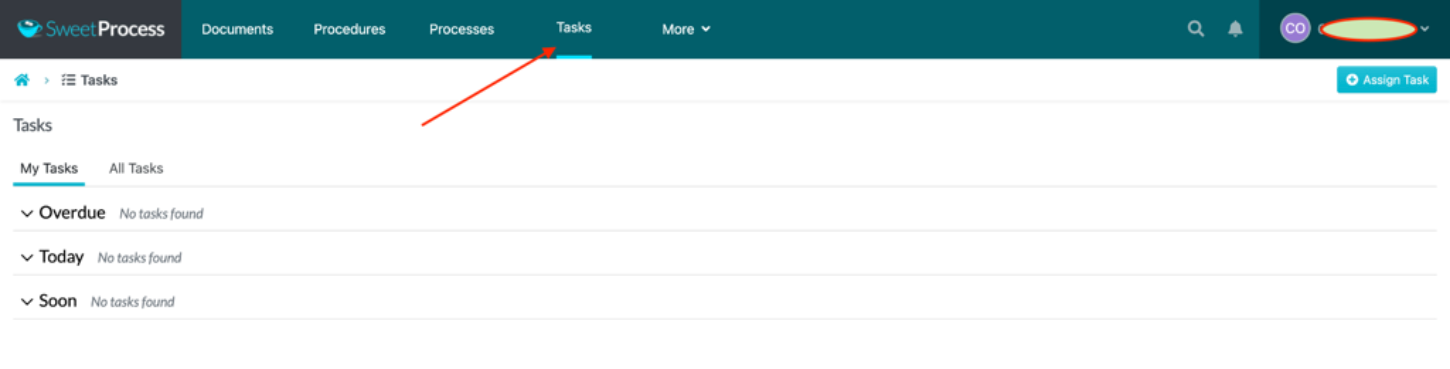 Click on “Tasks” at the top of the page.