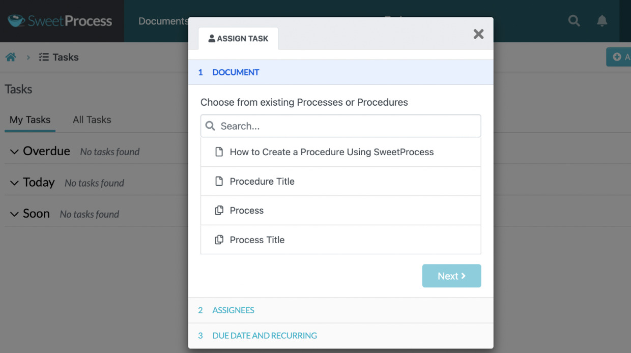 Select the team members and assign the tasks directly from the dashboard.