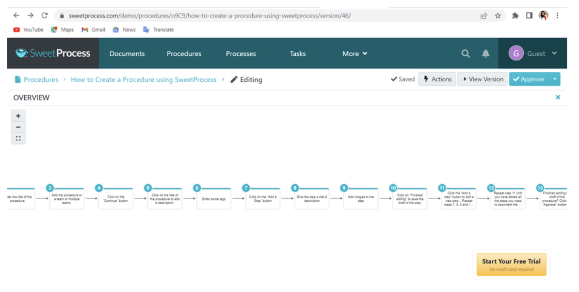 How to Create a Procedure using SweetProcess