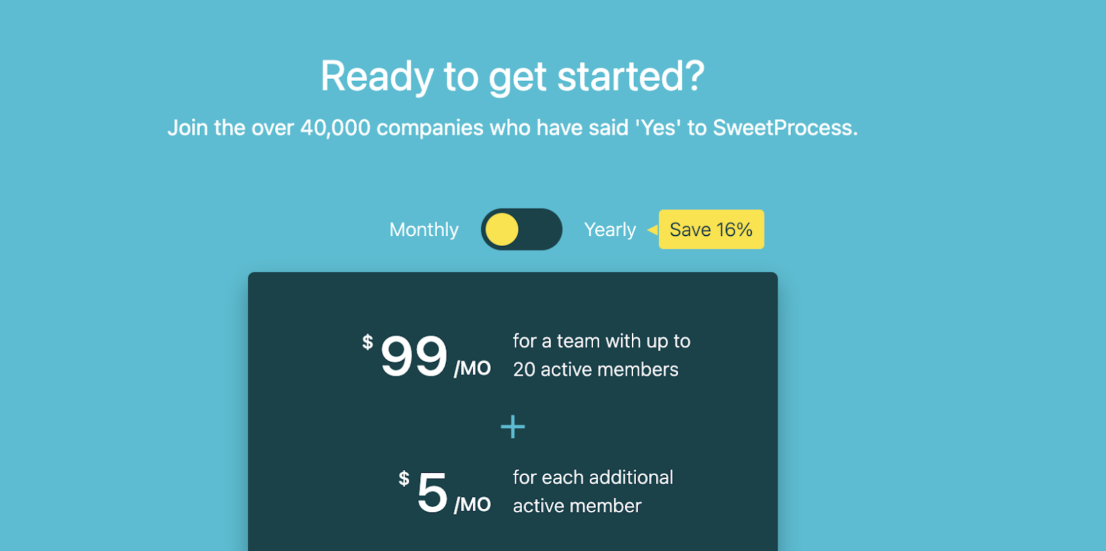 SweetProcess Pricing Plan