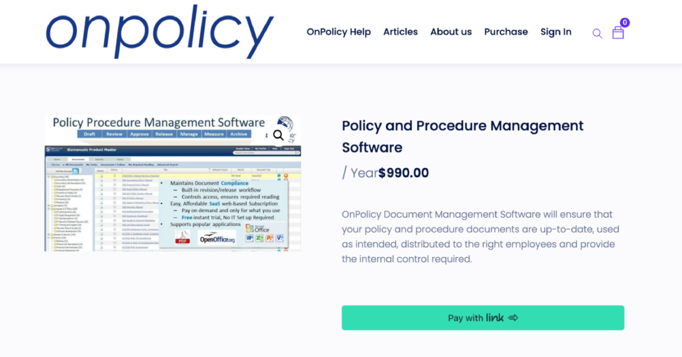 OnPolicy has a single pricing plan