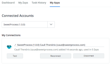 accounts connected to Zapier