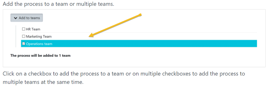 add the process to teams.