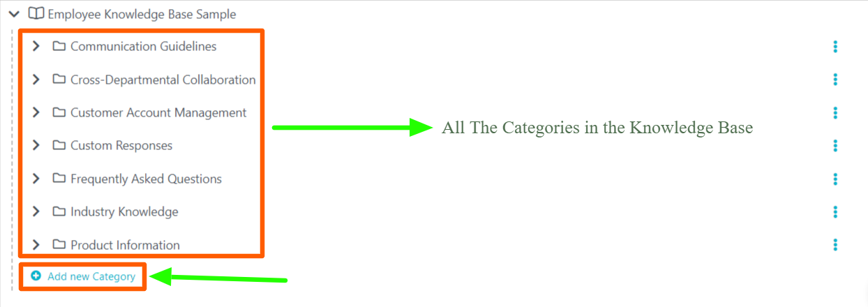 add categories to the knowledge base