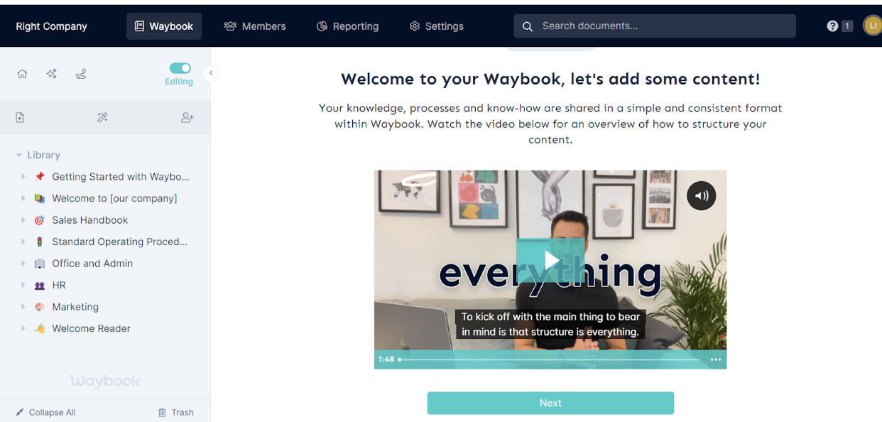 Waybook's homepage