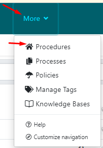 Click on “More” and select “Procedures.”