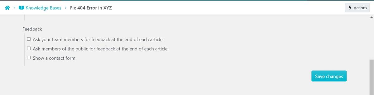 Then select whether or not it asks customers for feedback at the end of each article.