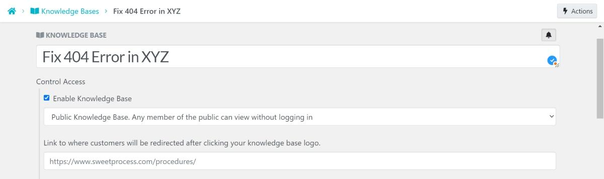 To control access to your knowledge base article, click on the drop-down button in the rectangular box under the "Control Access" header. 