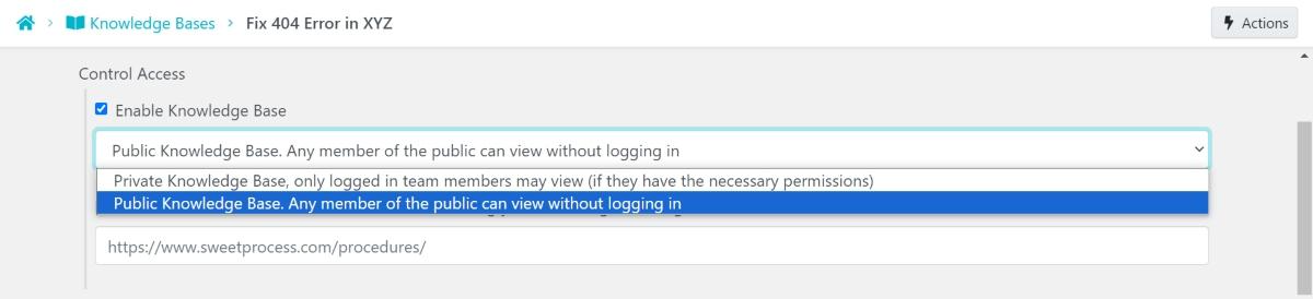 Then select whether only logged-in team members can view, or any member of the public can view without logging in. 