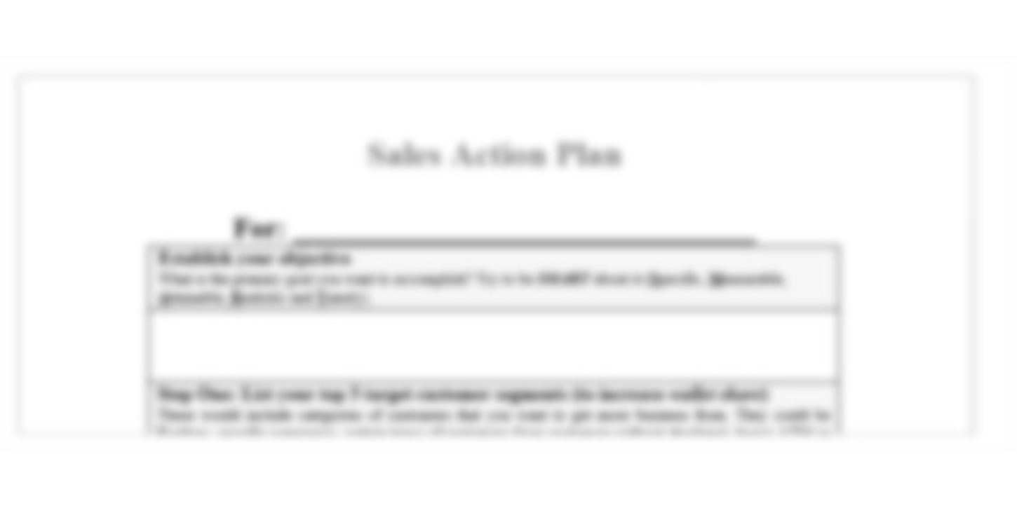 Sales action plan template
