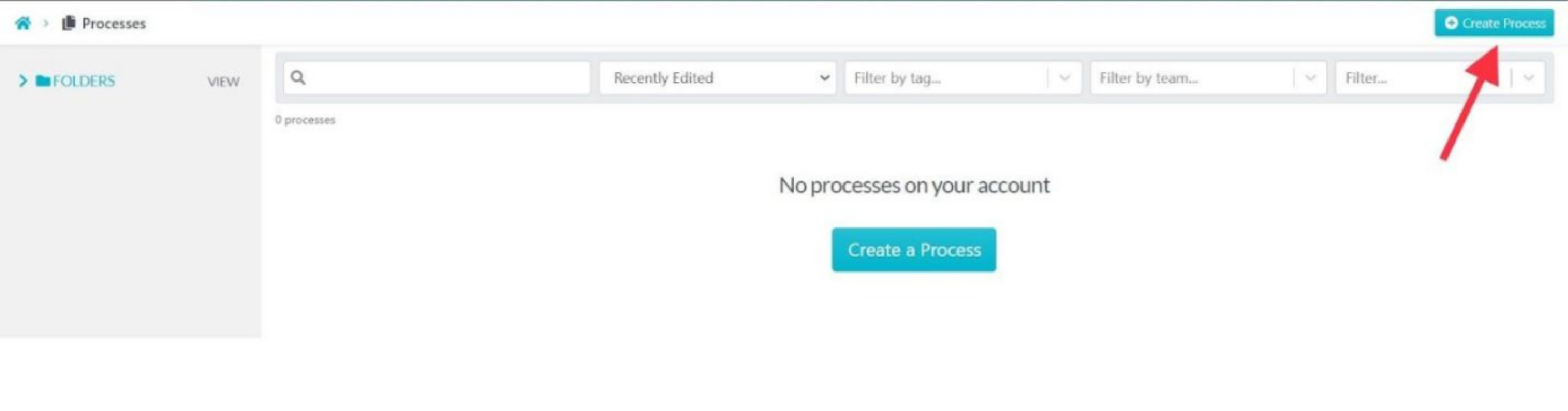 Hit the "Create Process" button at the top right.