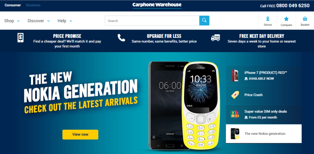 Carphone Warehouse, a UK-based, customer-driven company in the telecom and e-commerce industry.