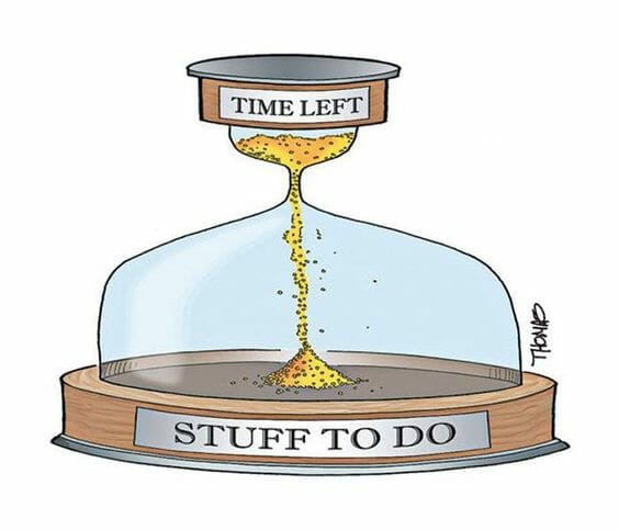 Hourglass showing the amount of time left vs the amount of stuff to do