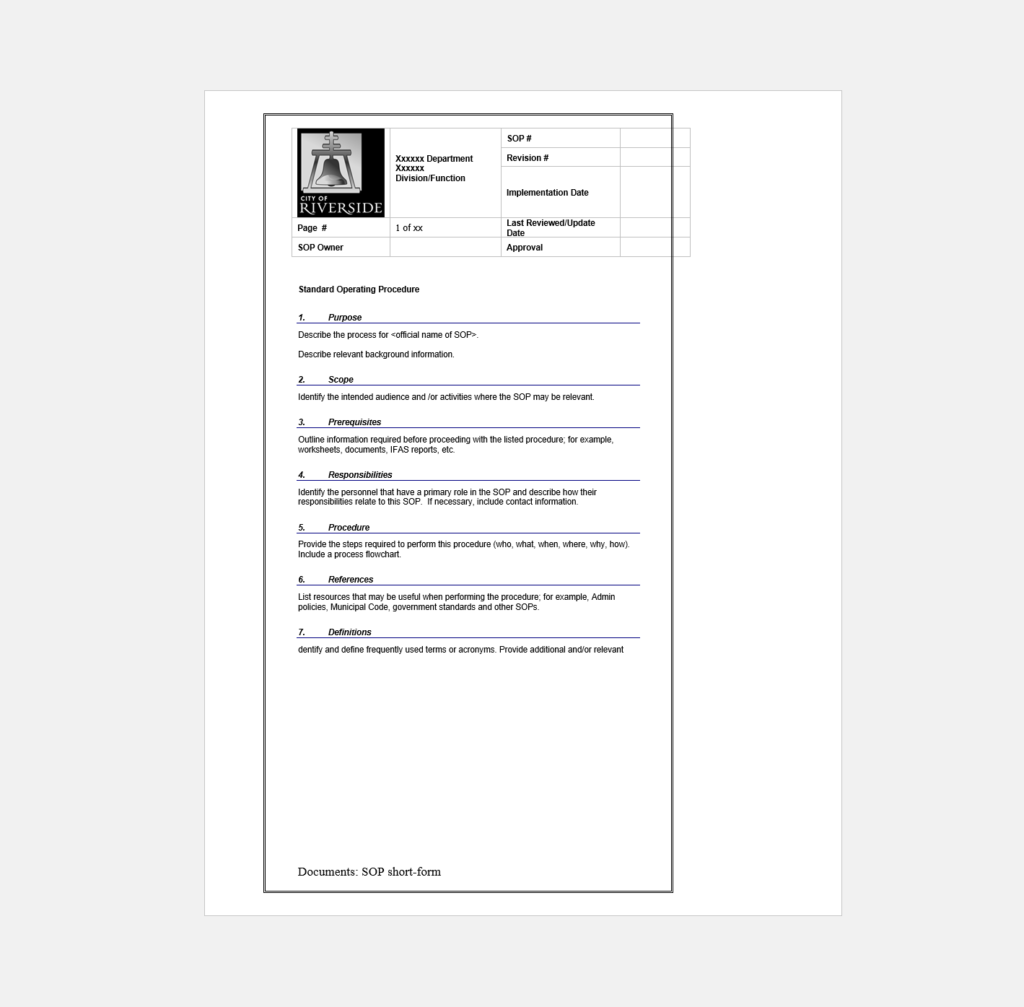 Standard Operating Procedures Template from www.sweetprocess.com