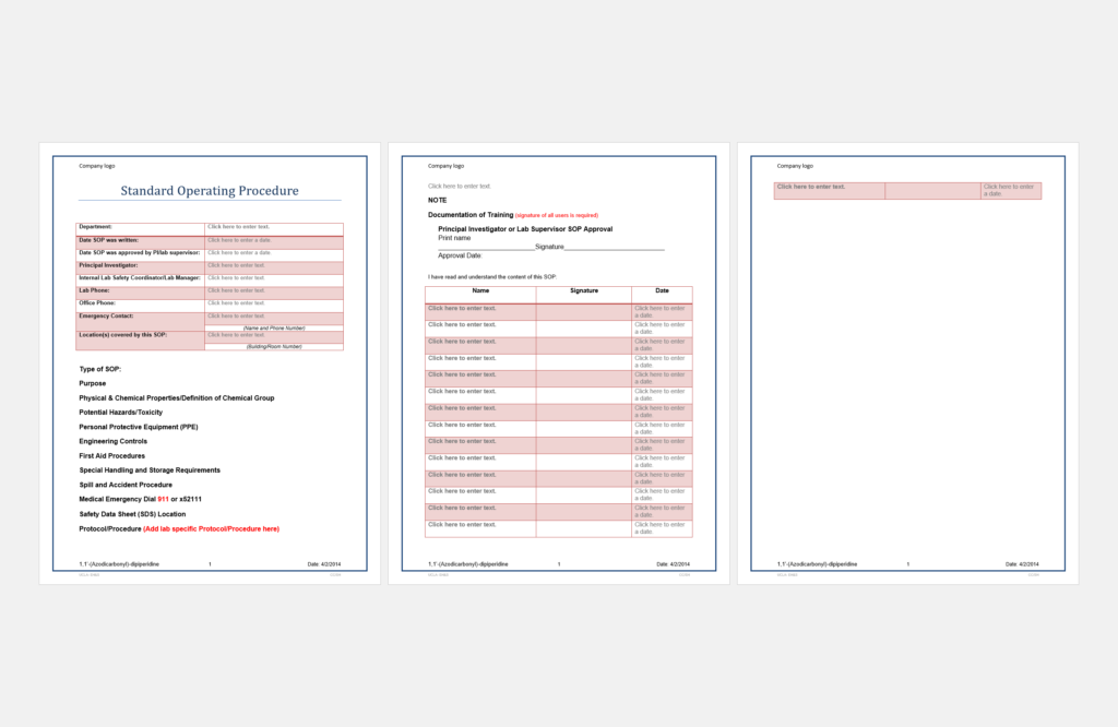 SOP template for lab managers