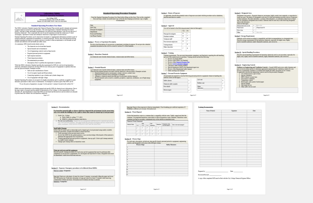 SOP template for laboratory safety