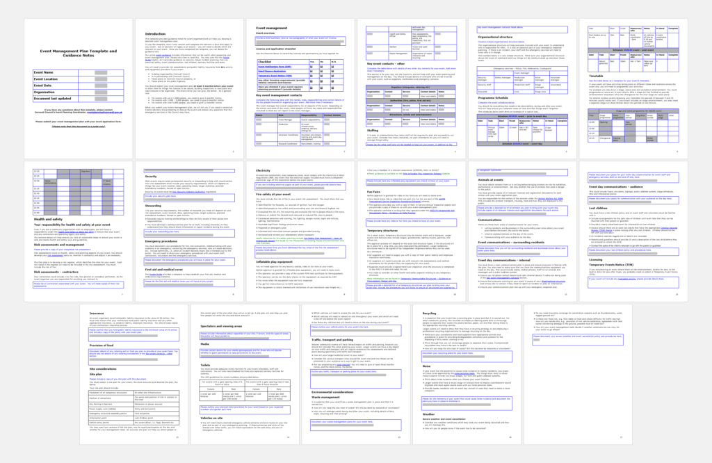 SOP template for event management