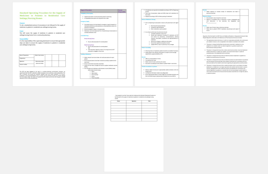 SOP template for nursing