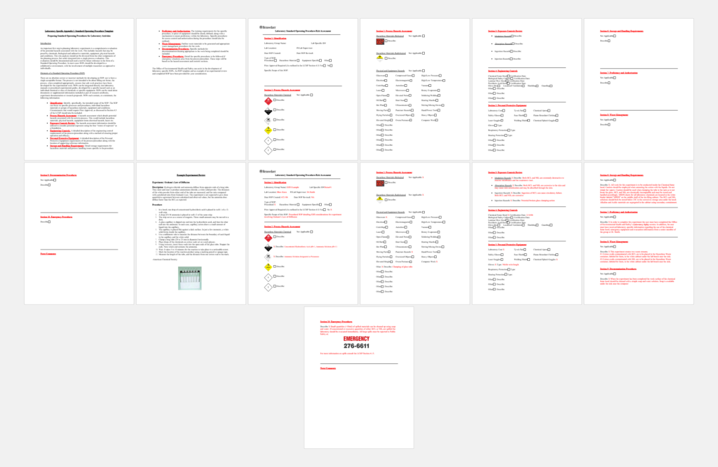 SOP template for laboratory experiments