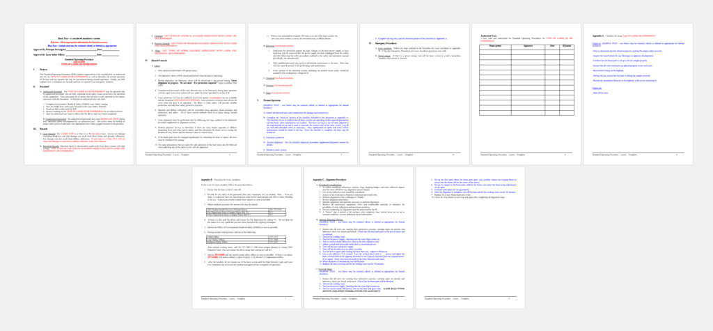 SOP template for laser safety officers